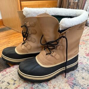 Sorel Caribou Snow Boots Mens Size 11 Brown Nubuck Waterproof Insulated Rubber
